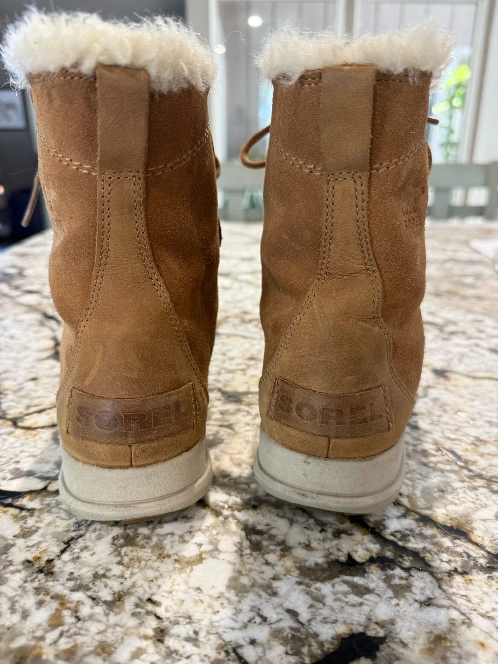 Sorel Women’s Explorer Joan Waterproof Winter Boot in Camel Brown Size 9